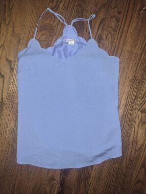 J.Crew Scalloped Cami Tank Top Size 0 Light Blue Adjustable Straps